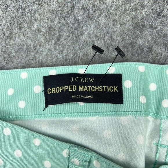 J Crew Jeans Womens 28 Mint Green Cropped‎ Matchstick Polka Dot Denim Pants NEW - Picture 5 of 13